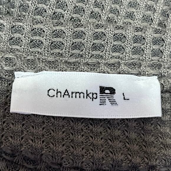 Chamkprl Mens Beige Waffle Knit Short Sleeve Basic Casual T Shirt Tee Top Size L - Picture 4 of 5